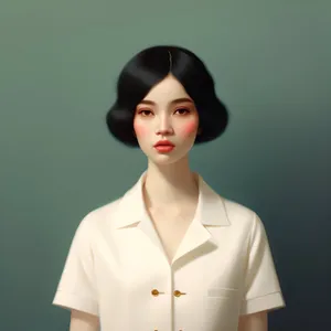 Attractive brunette businesswoman with a cheerful smile.