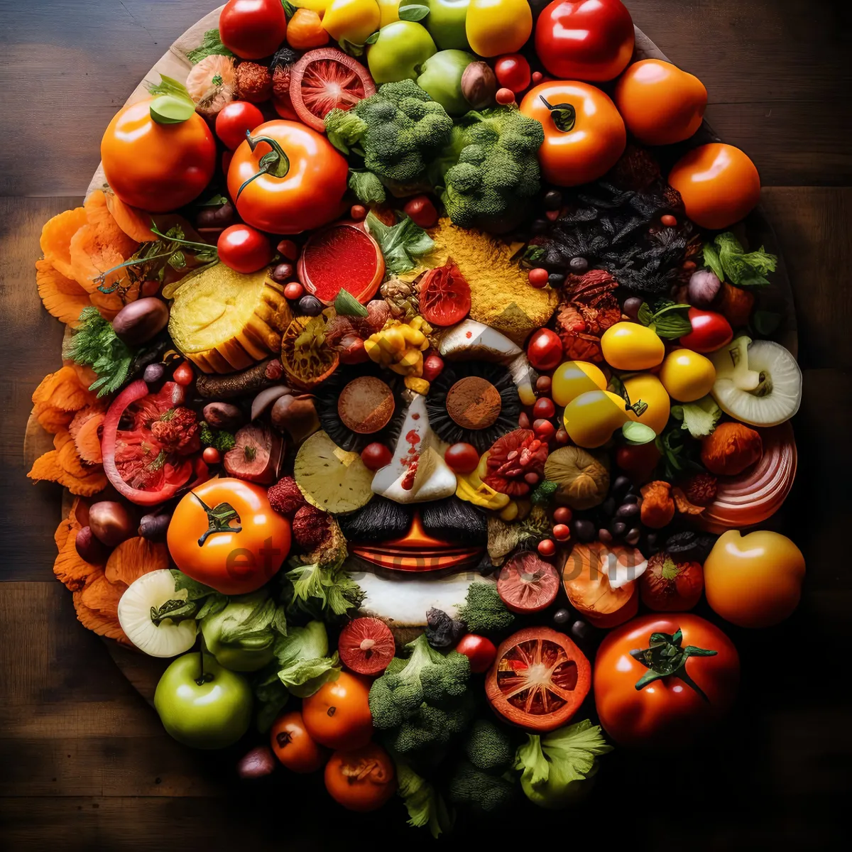 Picture of Assorted Fresh Vegetables and Fruits for Healthy Salad