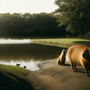 Wild Kangaroo Grazing in Rural Landscape