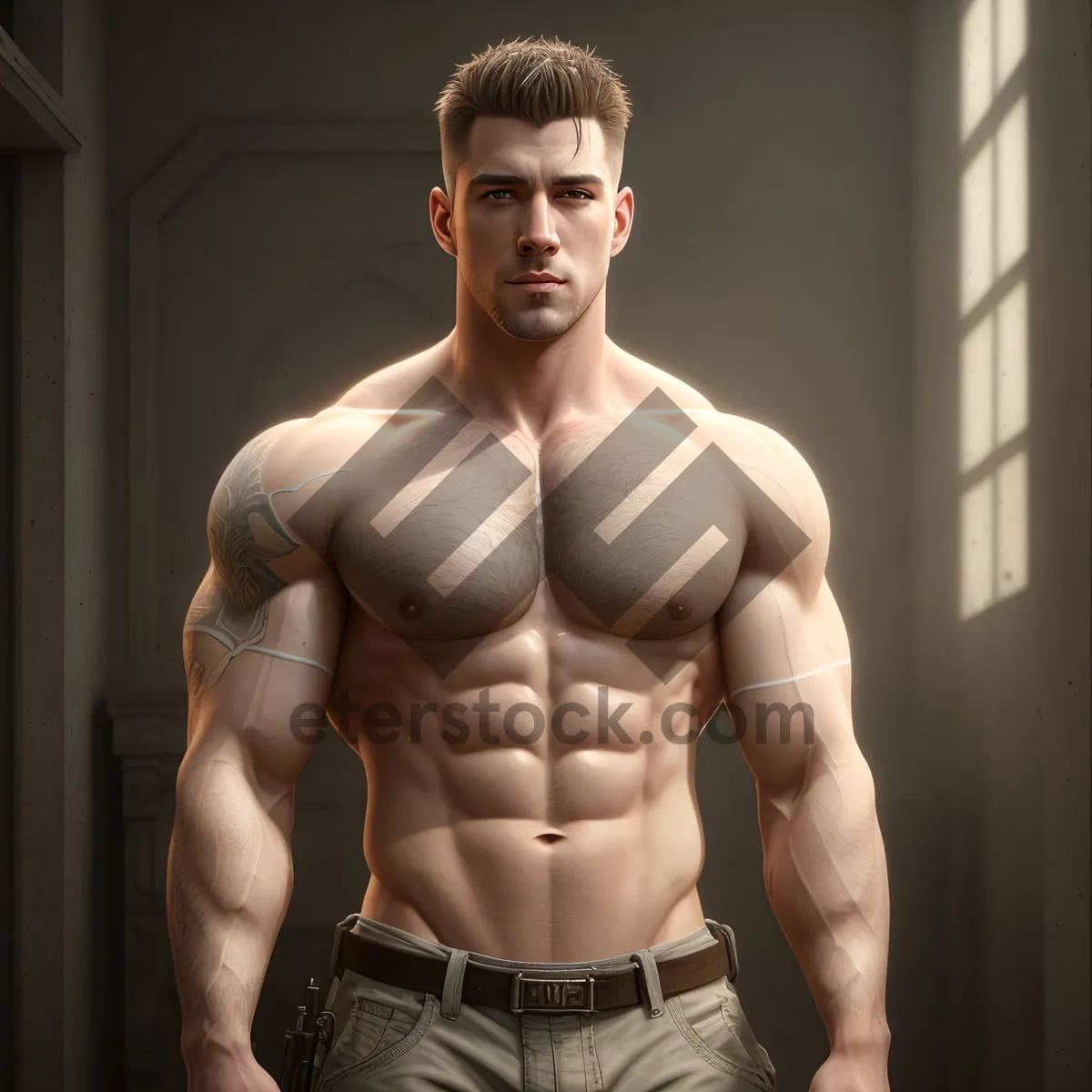 Picture of Ripped Muscle Man Flexing Biceps