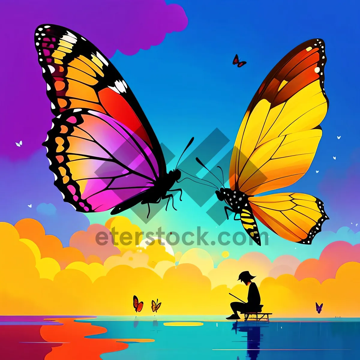 Picture of Whimsical Sky Wing Silhouette Cartoon Art