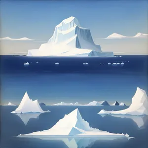 Arctic Snowscape with Majestic Iceberg under Cloud-dotted Sky