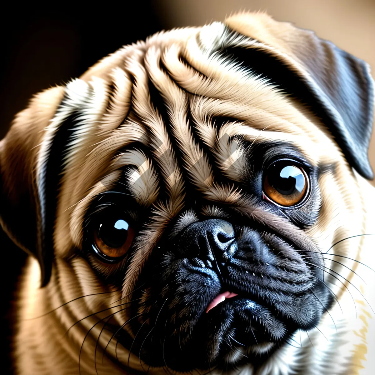 Picture of Pug Puppy - Adorable Wrinkled Bulldog Portrait