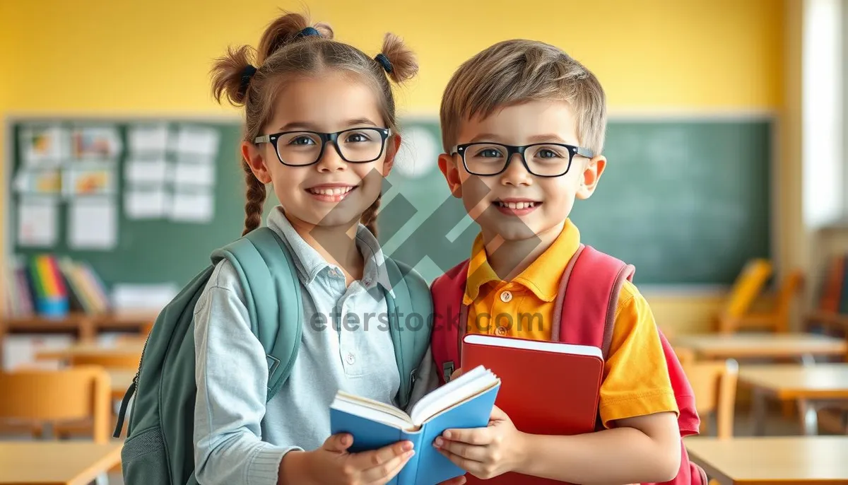 Picture of Happy family portrait with cheerful adults and cute children.