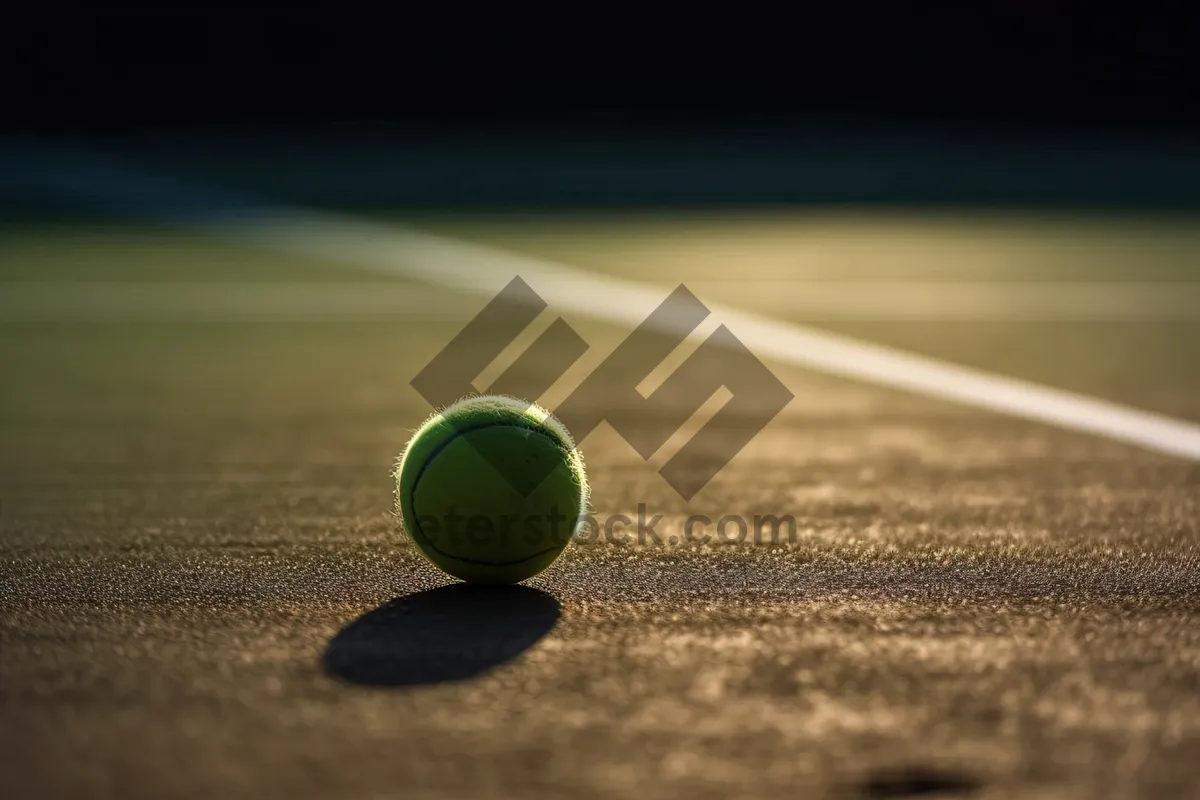 Picture of Yellow Tennis Ball on Grass Court