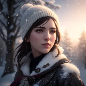 Winter Joy: Smiling Child in Fashionable Cold Weather Hat