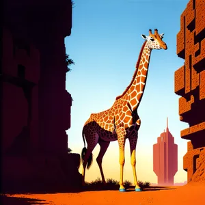Wildlife Sunset at Desert Safari: Giraffe Silhouette