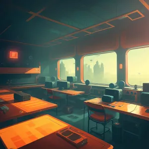 Modern Classroom Interior with Stylish Furniture and Wood Flooring