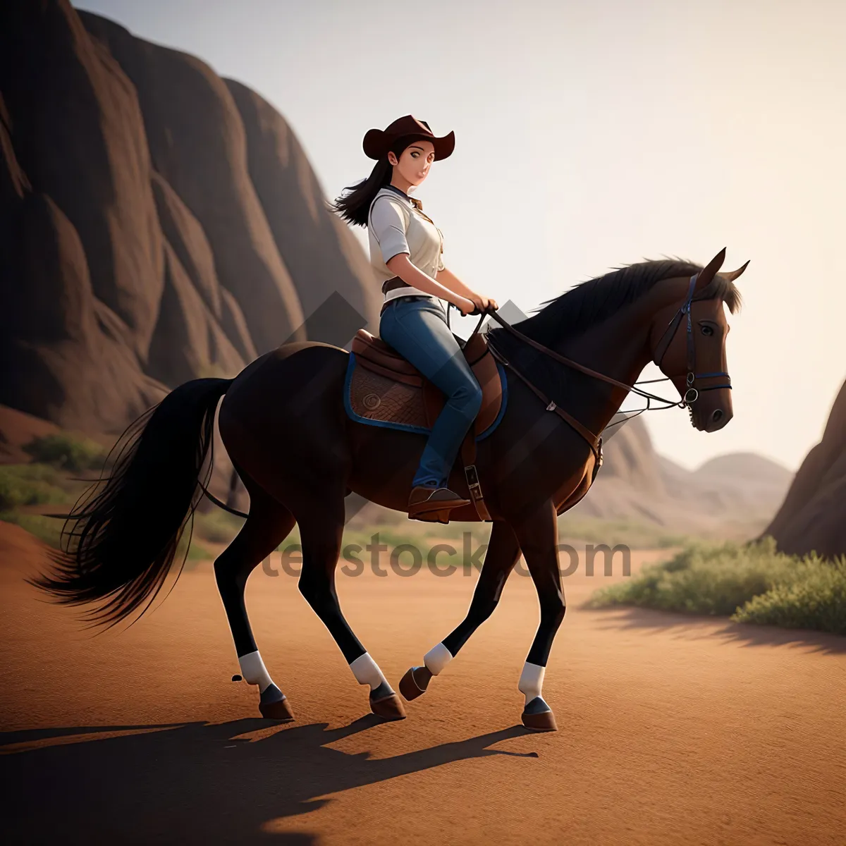 Picture of Professional Horseback Rider with Cowboy Hat