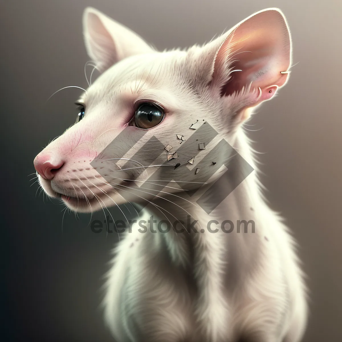 Picture of Curious Cat with Adorable White Fur