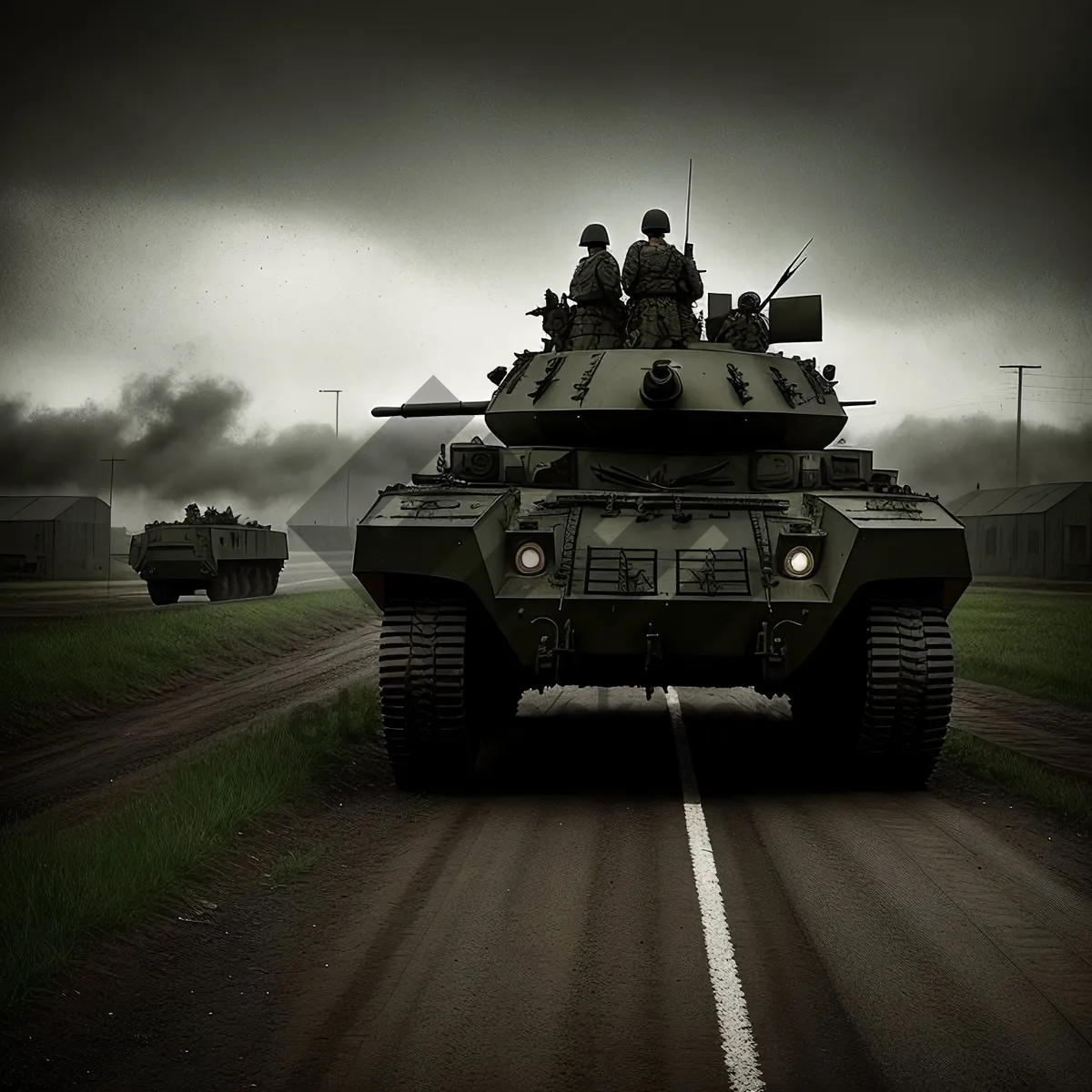 Picture of Armored Military Tank on the Road