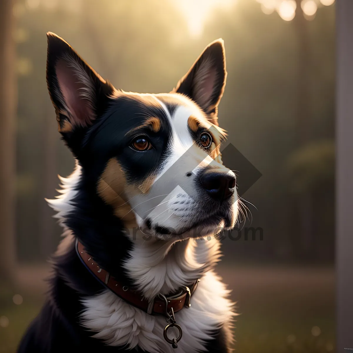 Picture of Adorable Border Collie Puppy with Brown Fur