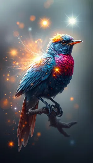 Wild Bird with Stunning Feathers and Sharp Beak