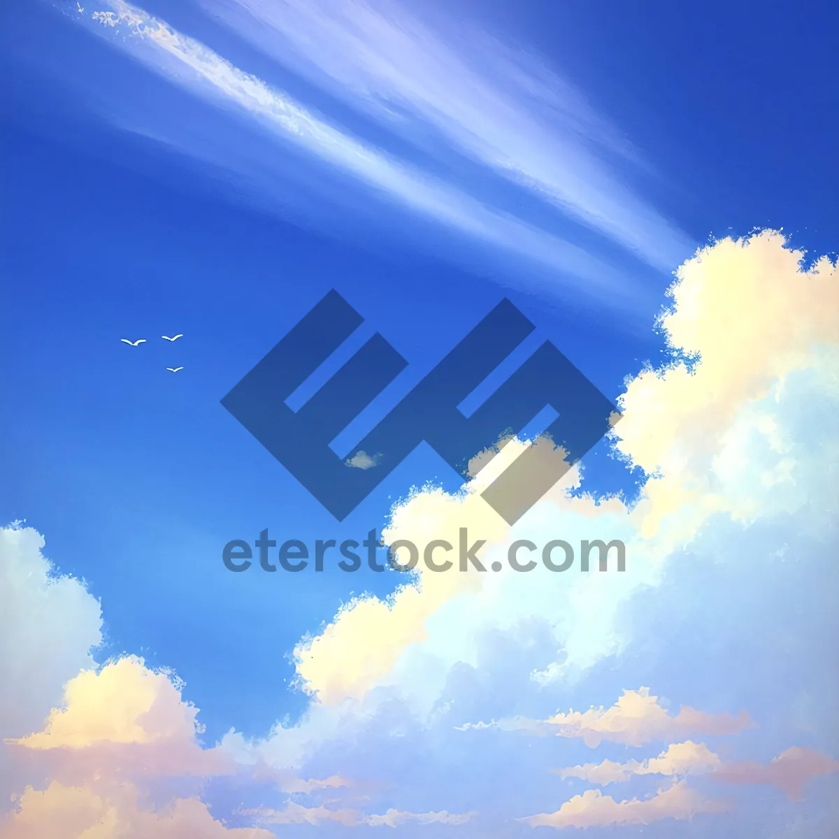 Picture of Vibrant Summer Sky: Azure Skies with Fluffy Clouds