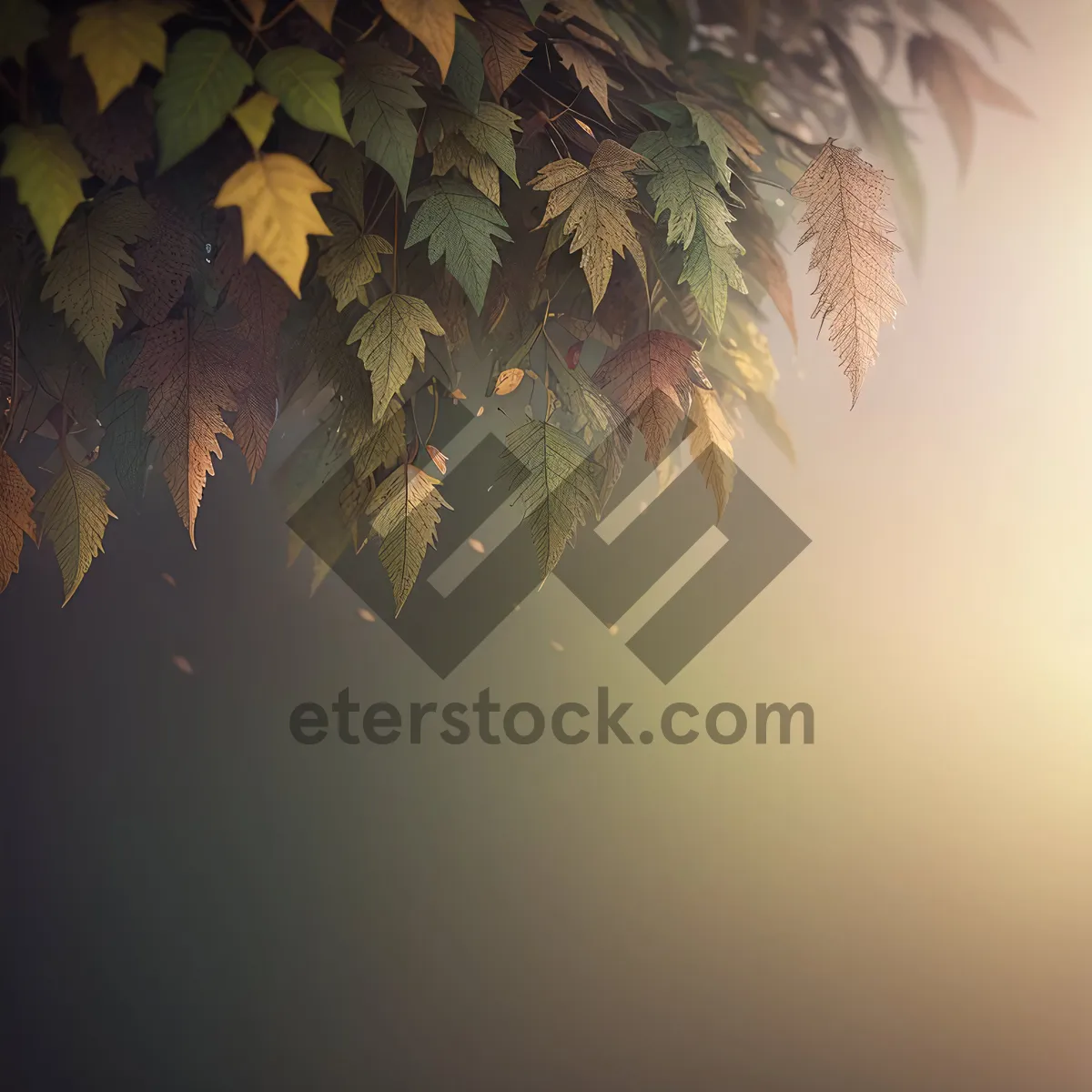 Picture of Sunlit Maple Tree with Vibrant Leaves: Seasonal Art