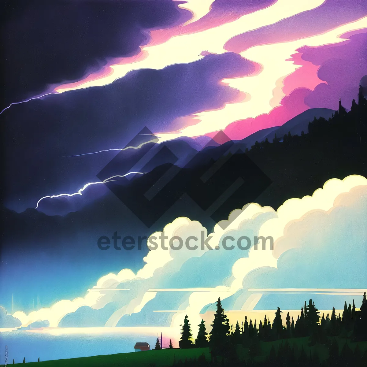 Picture of Sunset Serenity Over Majestic Mountain Landscape