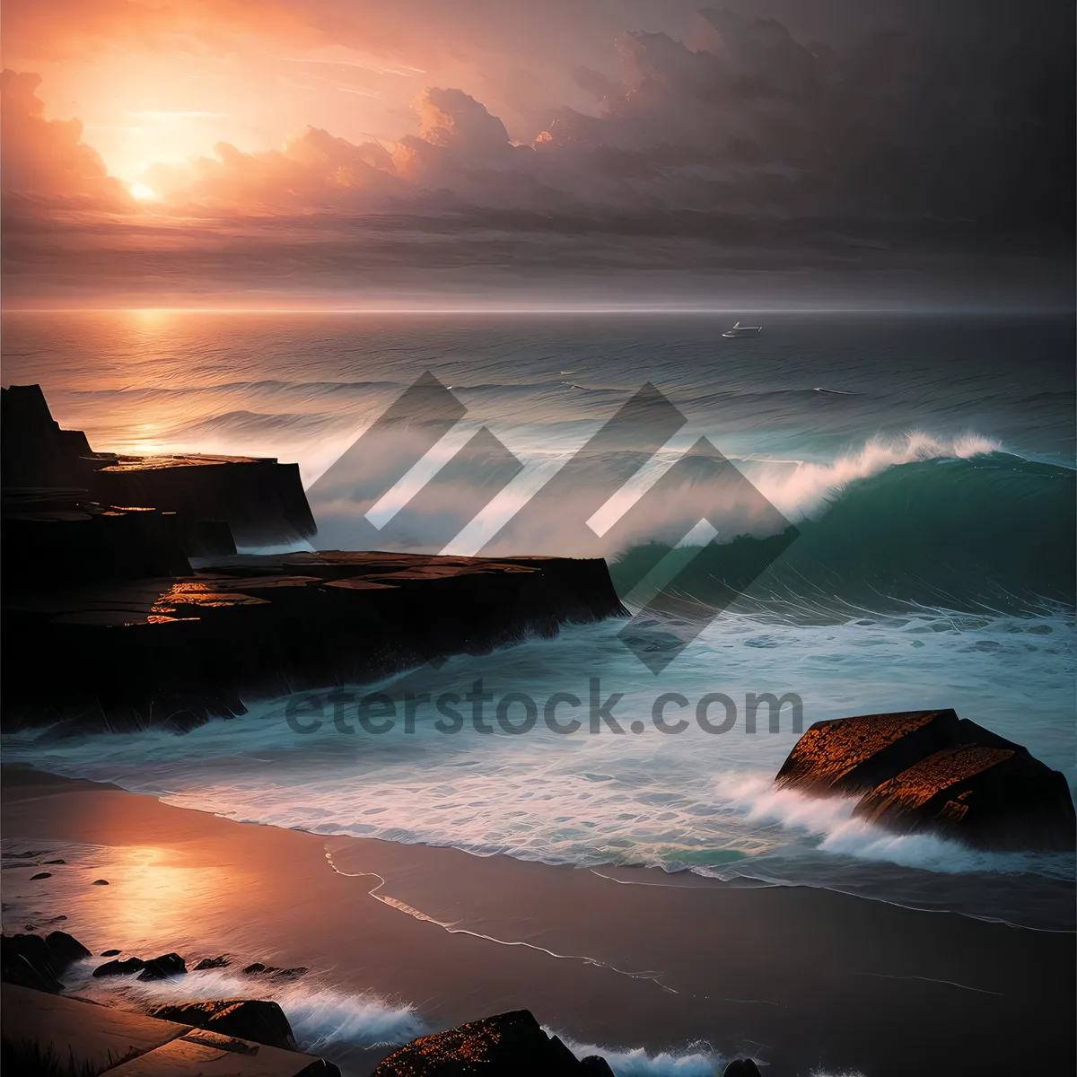 Picture of Sunset Over Tropical Beach Shoreline