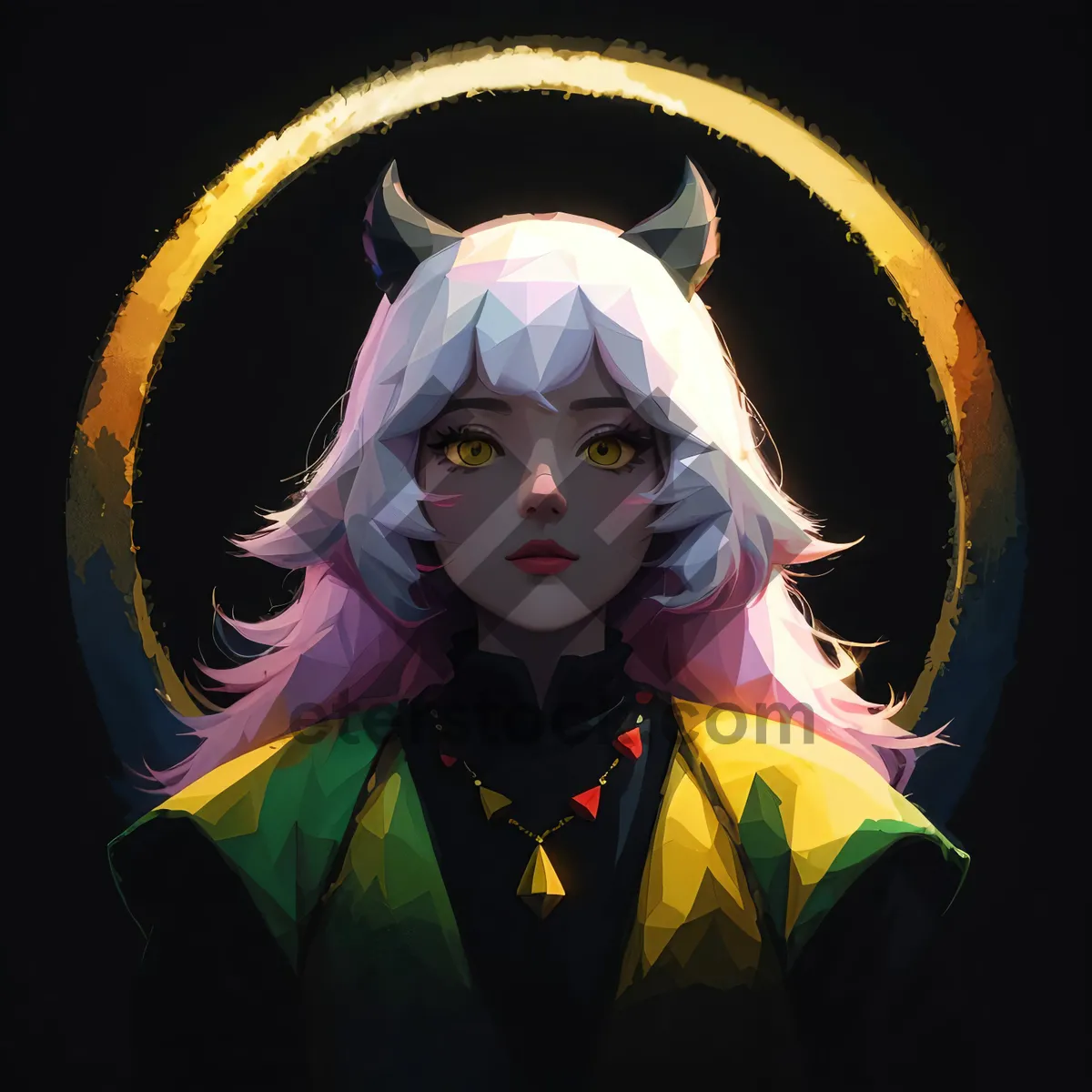 Picture of Moonlit Comedian in Mysterious Mask and Costume