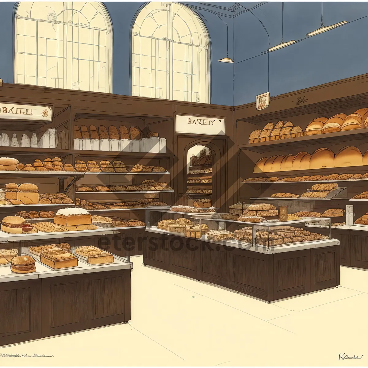 Picture of Modern bakery interior in a bustling kitchen
