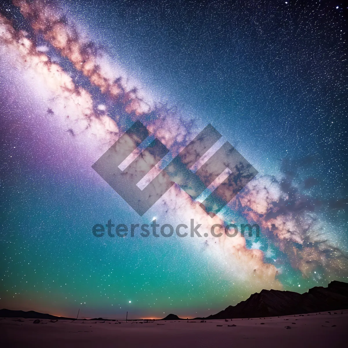 Picture of Starry Volcano Illuminated by Cosmic Lights