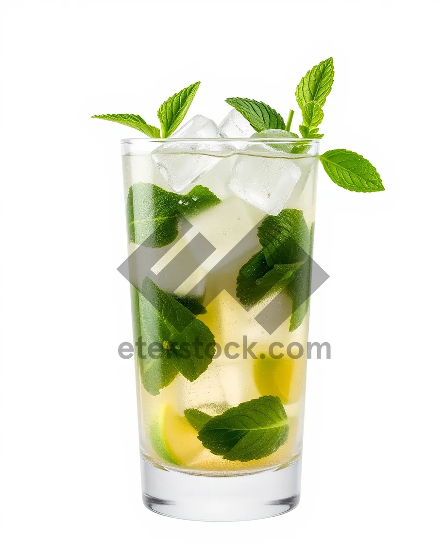 Picture of Fresh Lime Mint Cocktail with Ice in Glass