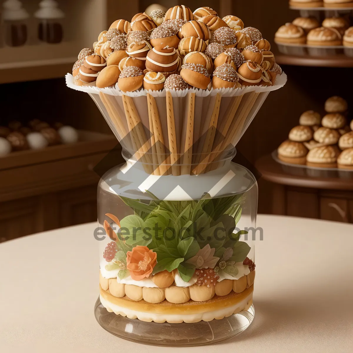 Picture of Delicious Chocolate Cake on Display at Bakery