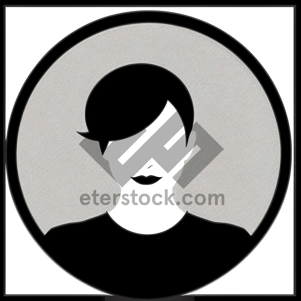 Picture of Cartoon Black Silhouette Haircut Icon Art Drawing