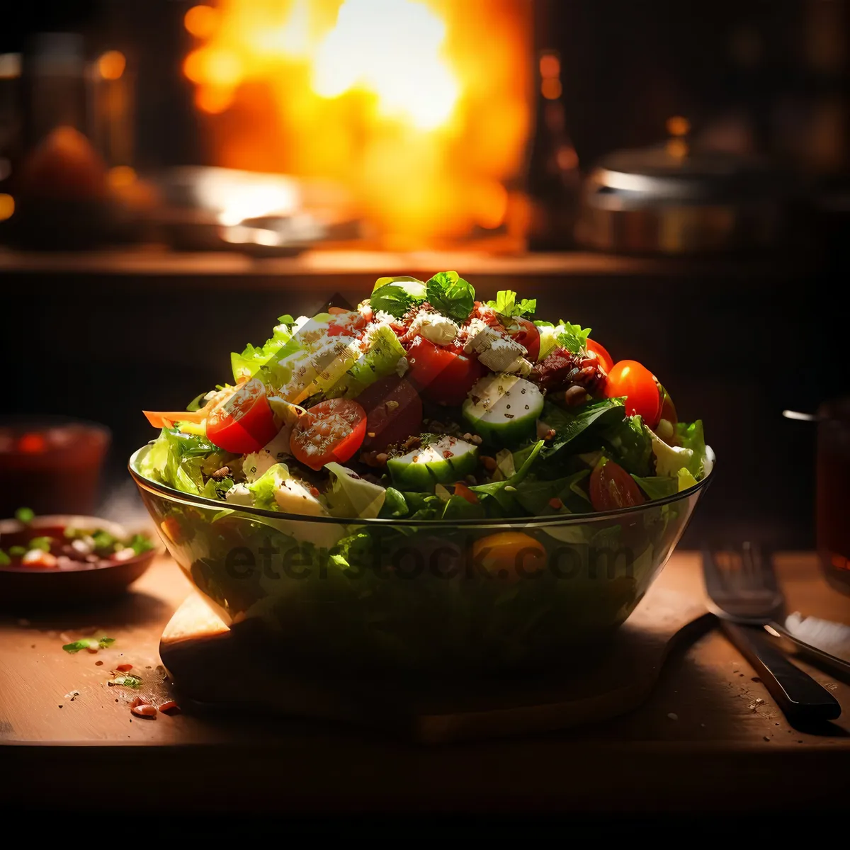 Picture of Healthy Gourmet Salad with Fresh Vegetables and Fruits