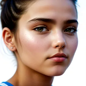 Fresh-faced beauty radiating natural allure