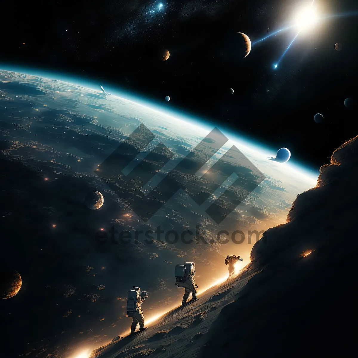 Picture of Bright Moonlit Galaxy in Outer Space Fantasy.