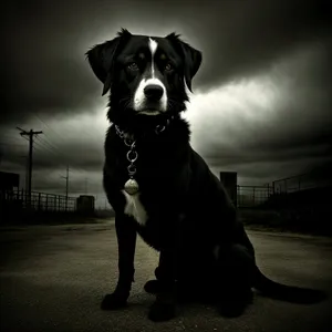 Cute Black Puppy on Leash: Adorable Purebred Border Collie