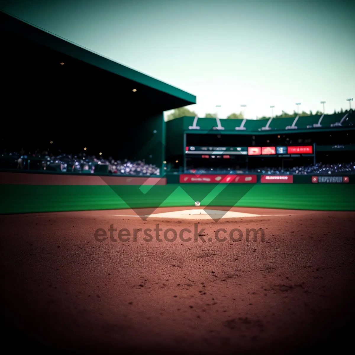 Picture of Nighttime stadium baseball match under lights