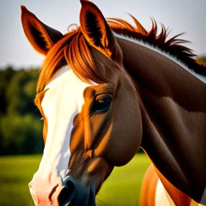 Majestic Thoroughbred Stallion Grazing in Pasture