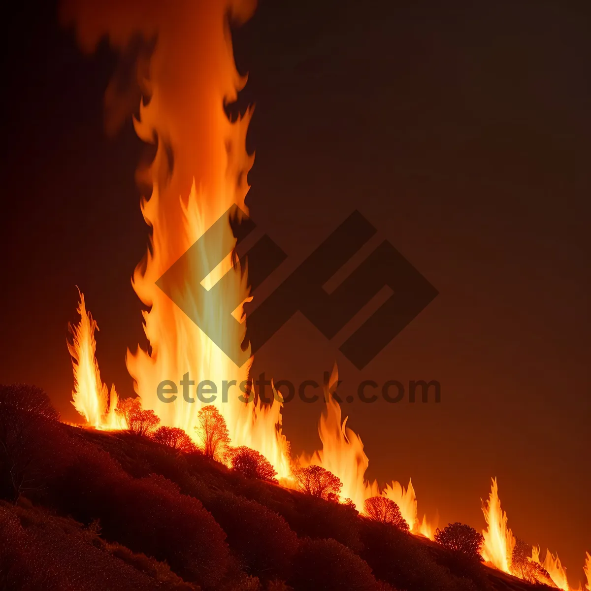 Picture of Fiery Glow: Blaze of Burning Orange Light