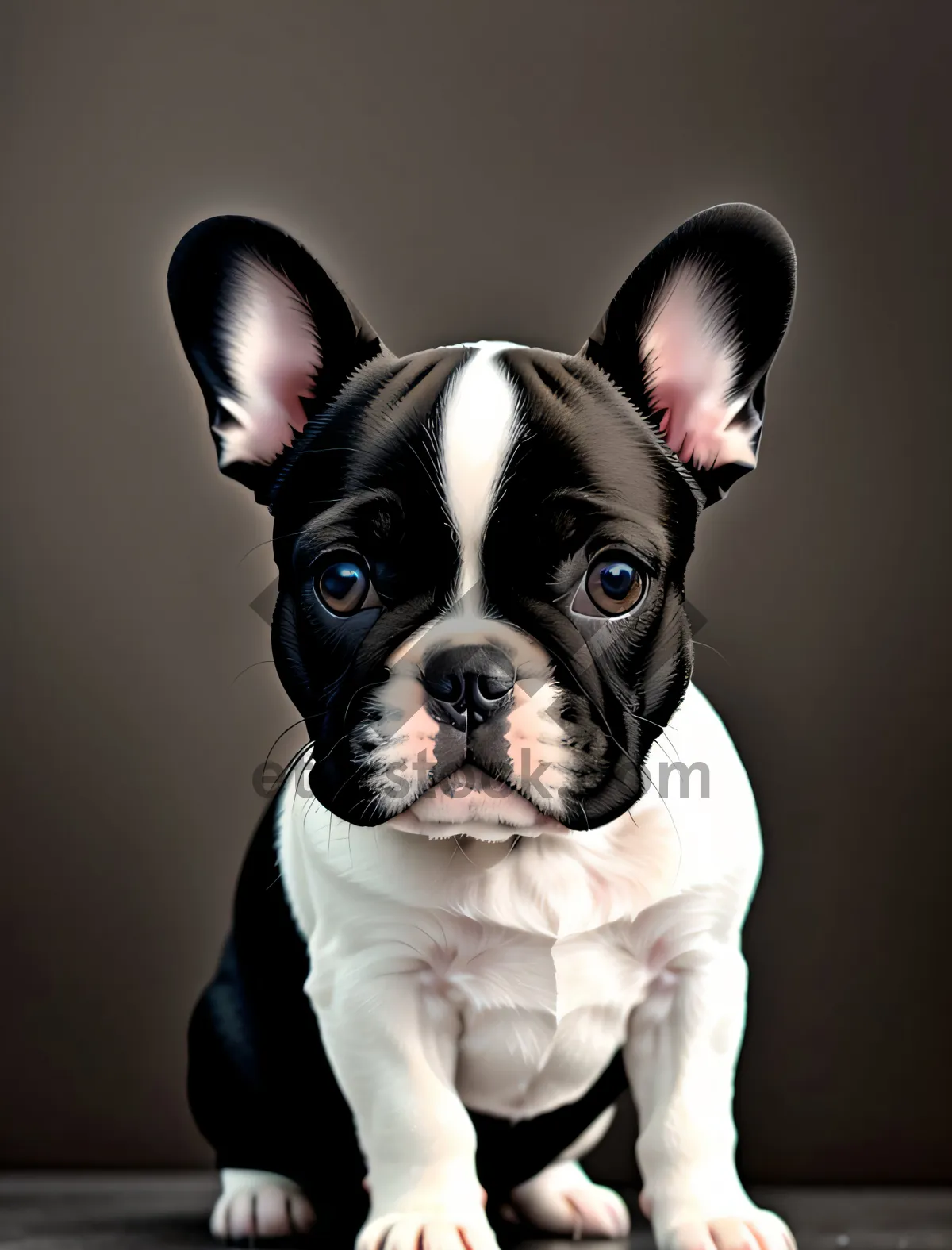 Picture of Lovable Wrinkled Bulldog Puppy Poses Playfully