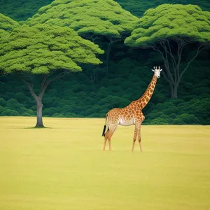 Majestic Giraffe Gracefully Roaming the Savanna