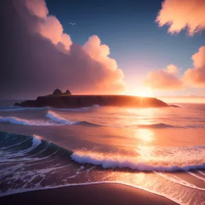 Golden Sunset over the Tropical Beach