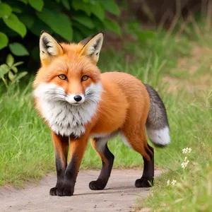 Curious Red Fox Kit with Adorable Cat