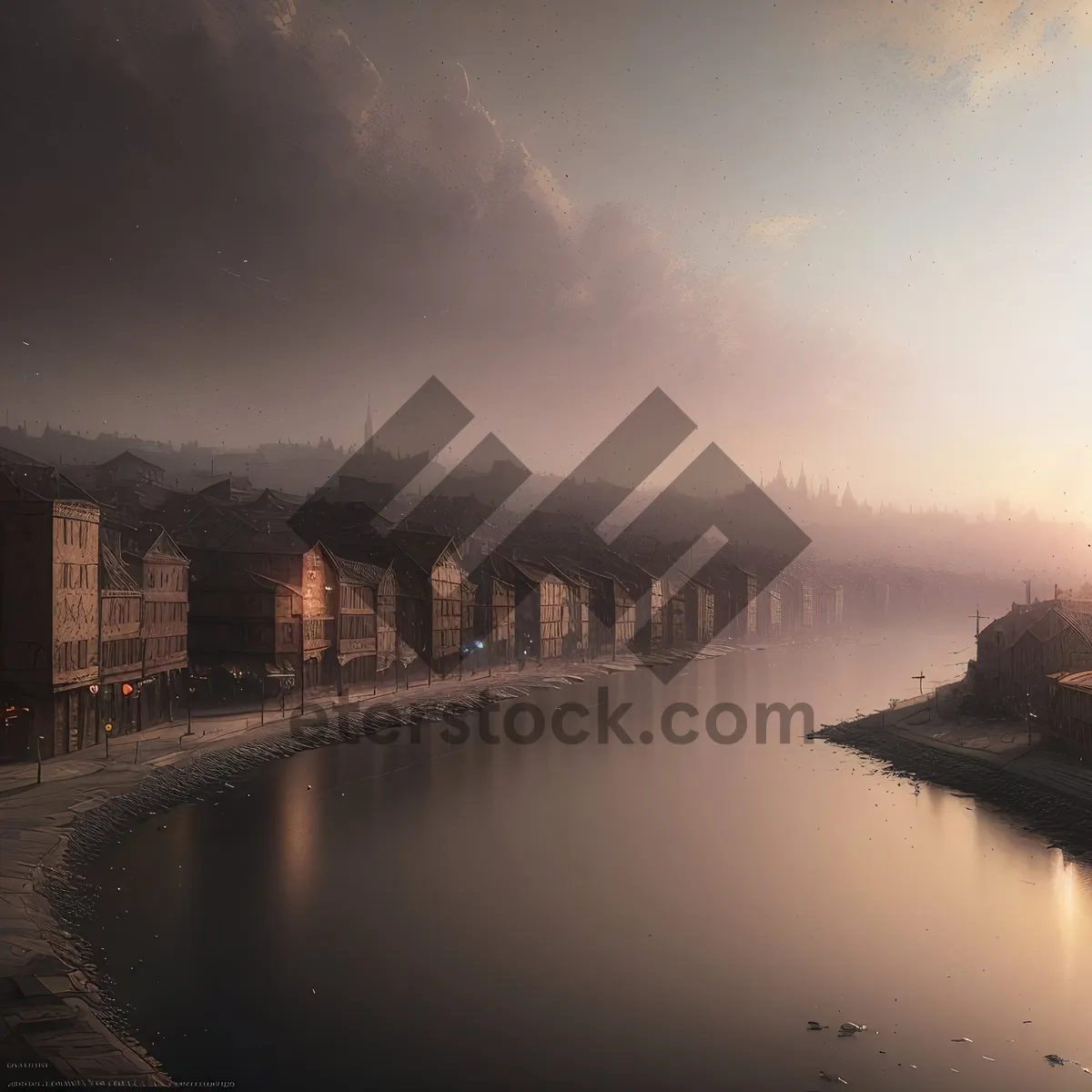 Picture of Serene Waterside Haven - Pier Reflections under Starlit Sky