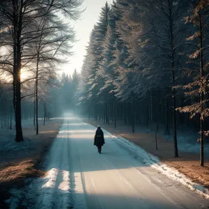 Winter Wonderland: Snowy Ski Slope Amidst Frosty Forest