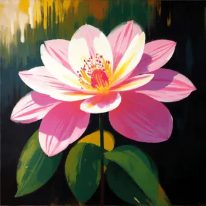 Pink Lotus Blossom in Serene Water Garden