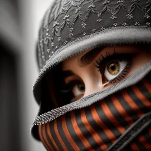 Stylish Masked Portrait: Attractive Adult with Eye-catching Fashion