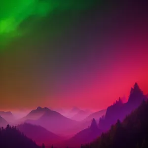 Vibrant Sunset over Majestic Mountain Range