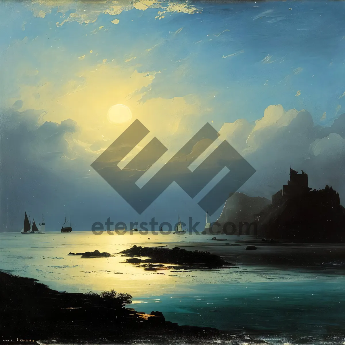 Picture of Sunset Serenity: Majestic Waves Crashing Against Coastal Rocks