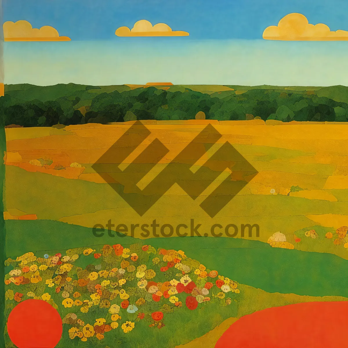 Picture of Vibrant Summer Meadow under Clear Skies