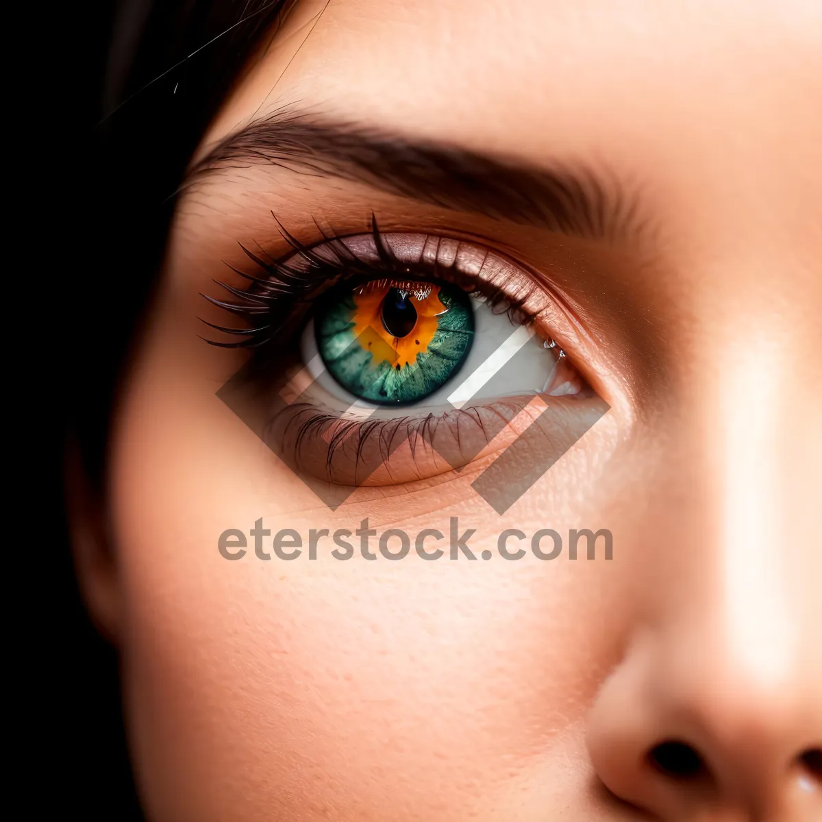 Picture of Flawless Eyebrow Makeup: Stunning Closeup of Fashionable Model's Beautiful Eyes