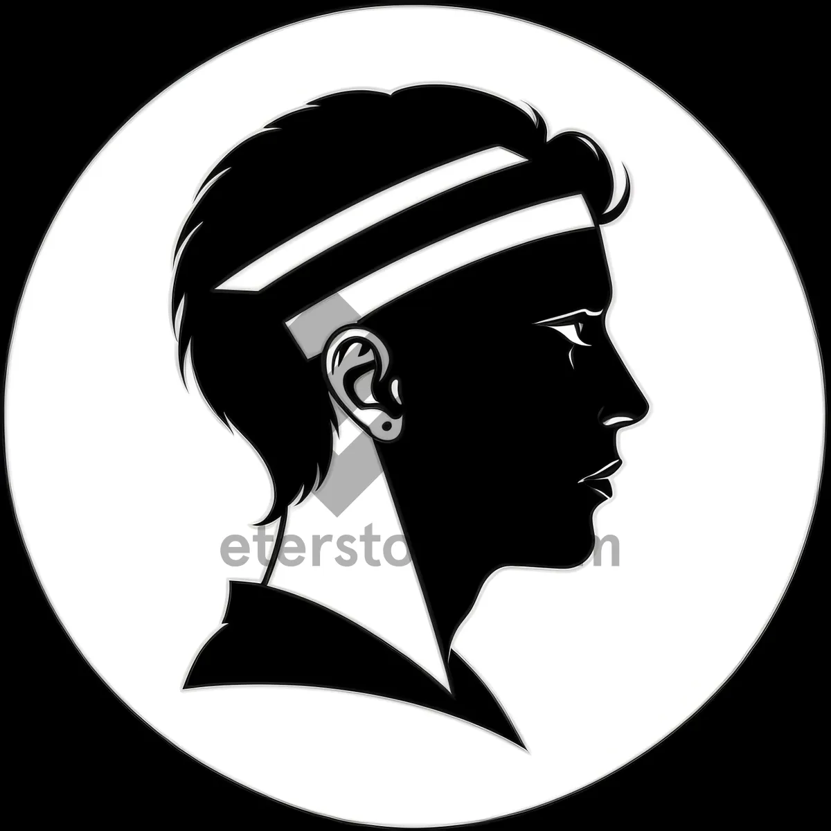 Picture of Artistic Black Silhouette Graphic of Cartoon Haircut Icon