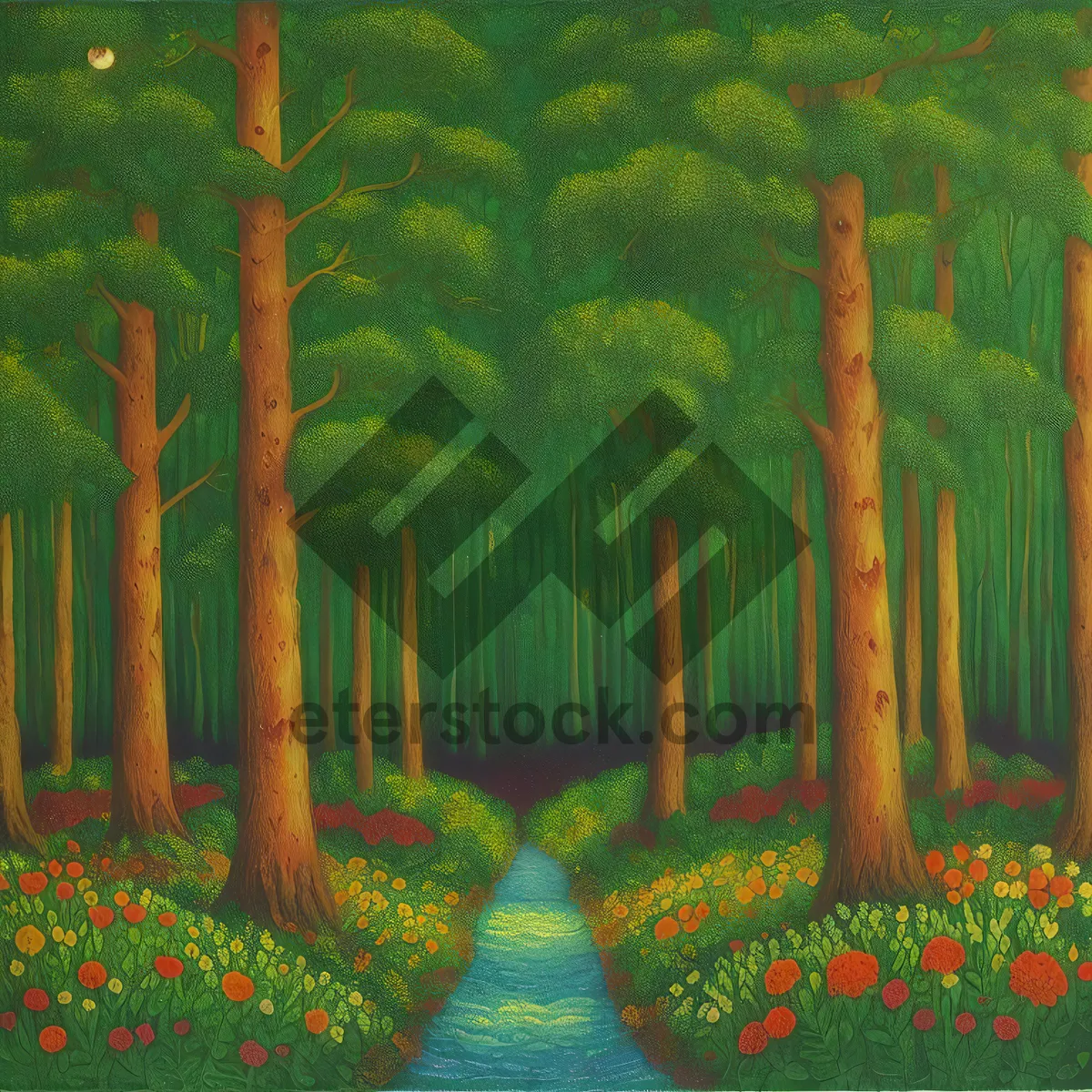 Picture of Majestic Woods: Serene Forest Landscape with Towering Trees