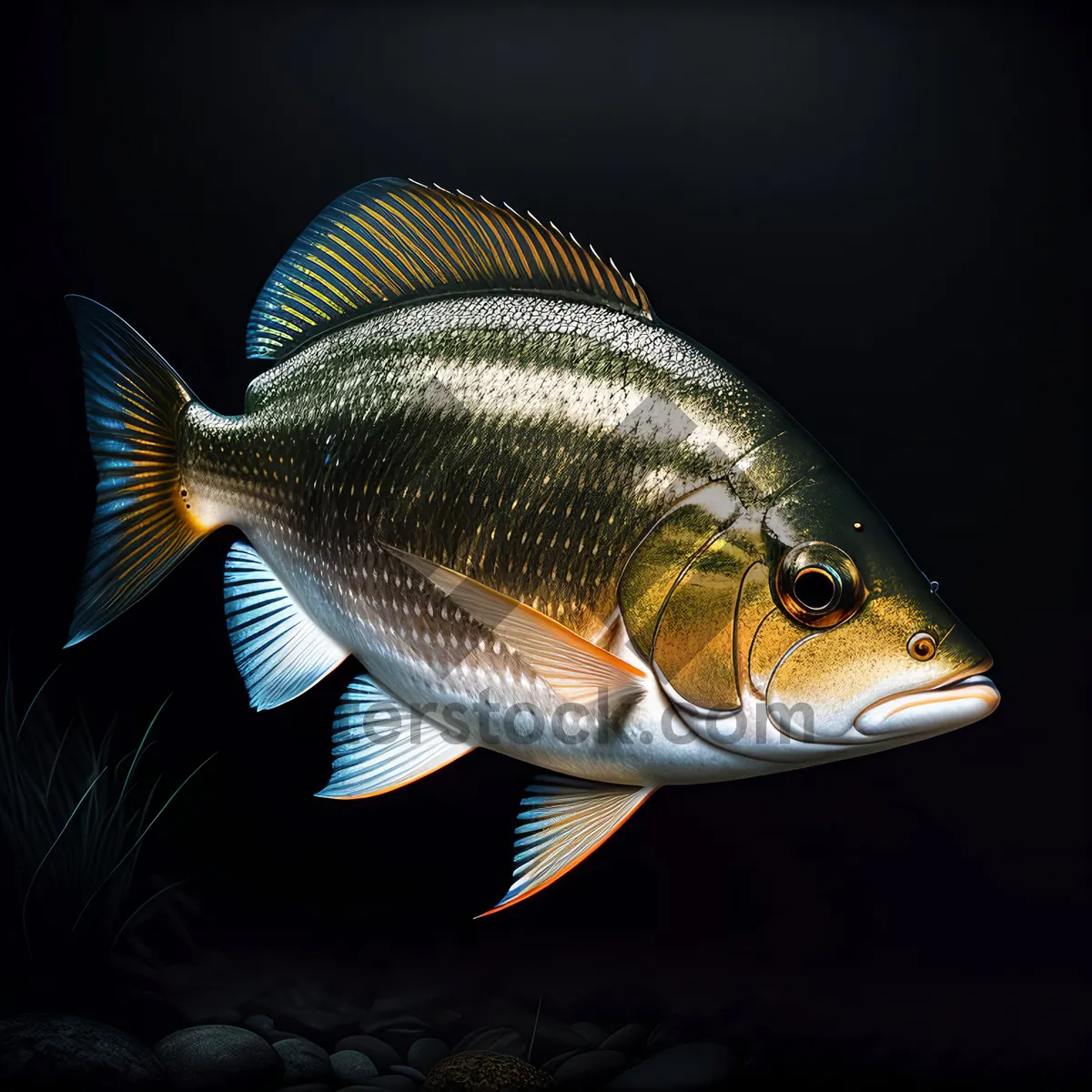 Picture of Colorful Aquatic Snapper Swimming in Aquarium