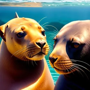 Playful Sea Lion Basking in Ocean Waves